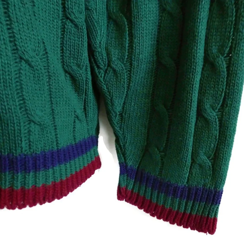 Vintage 80s Scandia Sweater Tennis Varsity V Cable Acrylic USA L
